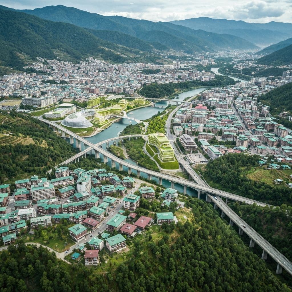 Gelephu Mindfulness City aerial view showing sustainable urban development