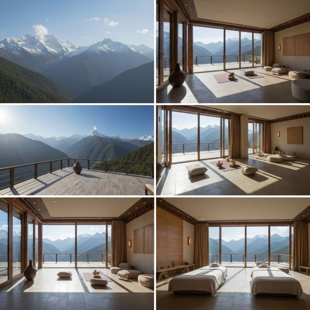 Luxury Bhutan retreat spa with wellness facilities and mountain views